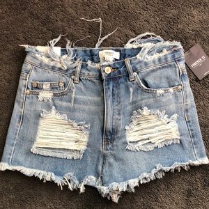 Forever 21 High Waisted Denim Ripped Shorts